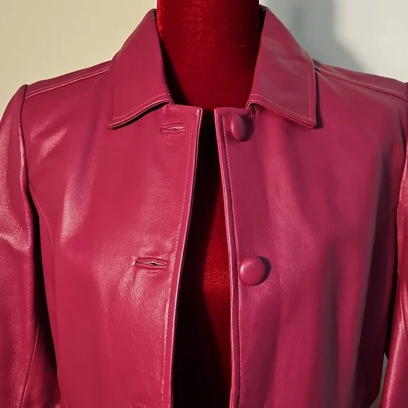 Women's Pink Leather Jacket Size 8 - Picture 4 of 8